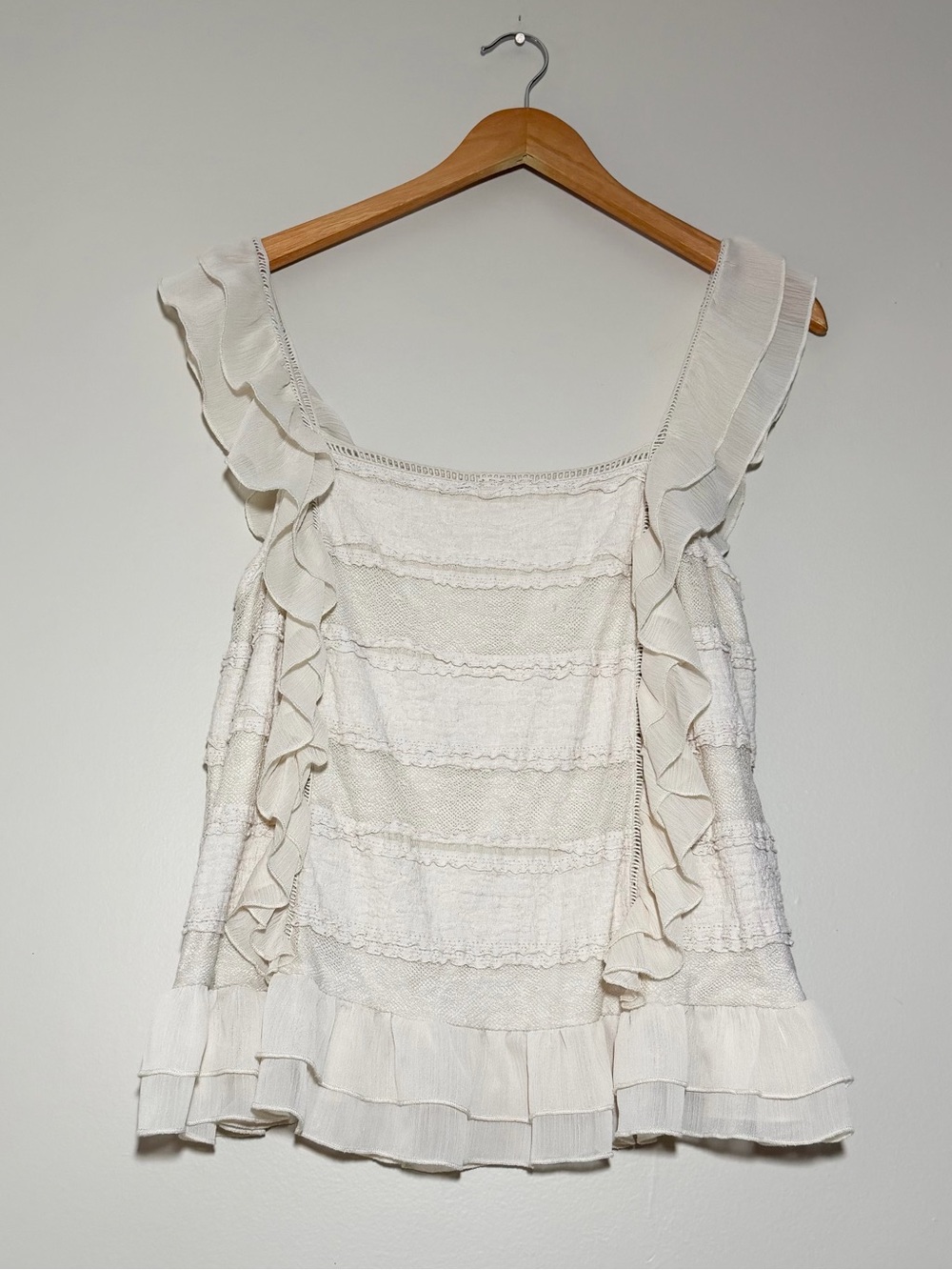 Anthropologie Ruffle Lace Trim Blouse